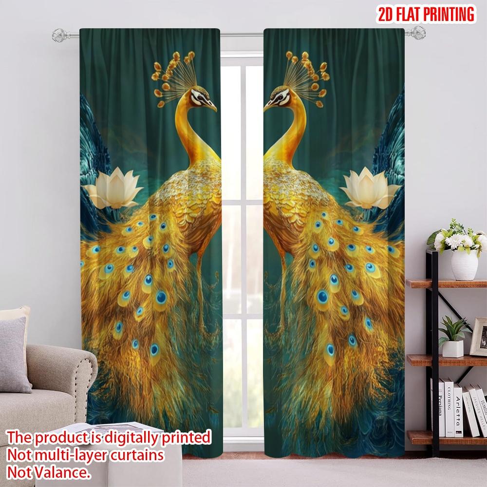 

2pcs,2D plane printing Pattern Curtains Golden Symmetry Durable 100% Polyester Fabric (without rod) Gifts Use for Bedroom Living 52.50 × 116.00 cm 2 pcs