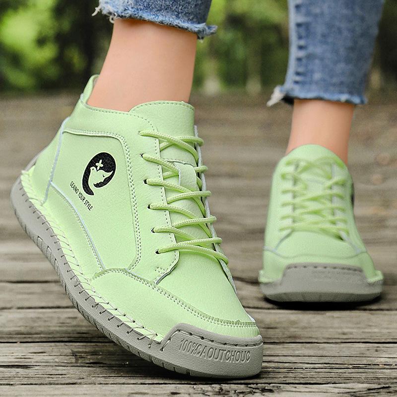 White Leather Sneakers Women Sports Shoes Leather Loafers Shoes for Women Casual Shoes Hand Sewing Driving Shoes Ladies Sneakers