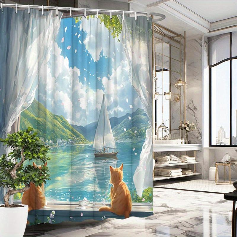

Mountain Lake Reflection Shower Curtain - Water-Resistant, Easy to Clean, Adds a Scenic and Tranquil Touch to YourBathroom Decor W90XH180cm