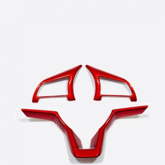 Steering Wheel Trim 3pcs ABS Red For Nissan Sentra -2025