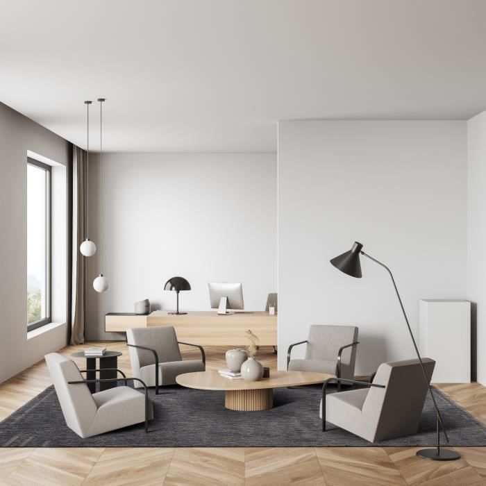 Vintage Living Room Rug Soft Grey Black 160x230