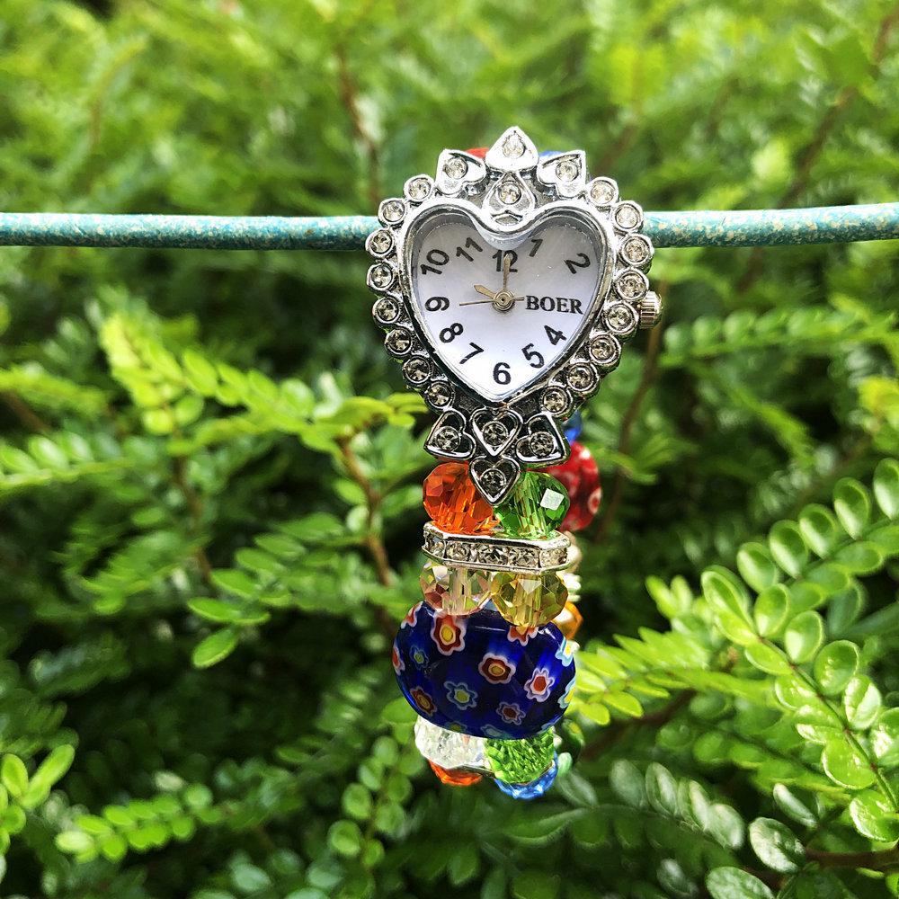 Braccialetto Fiore in Vetro Millefiori Colorato - Gioiello Statement di Grandi Dimensioni