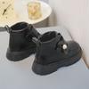 Children's Fashionable Ankle Boots for Autumn and Winter, Sweet Fleece Soft-soled Leather Boots for Girls