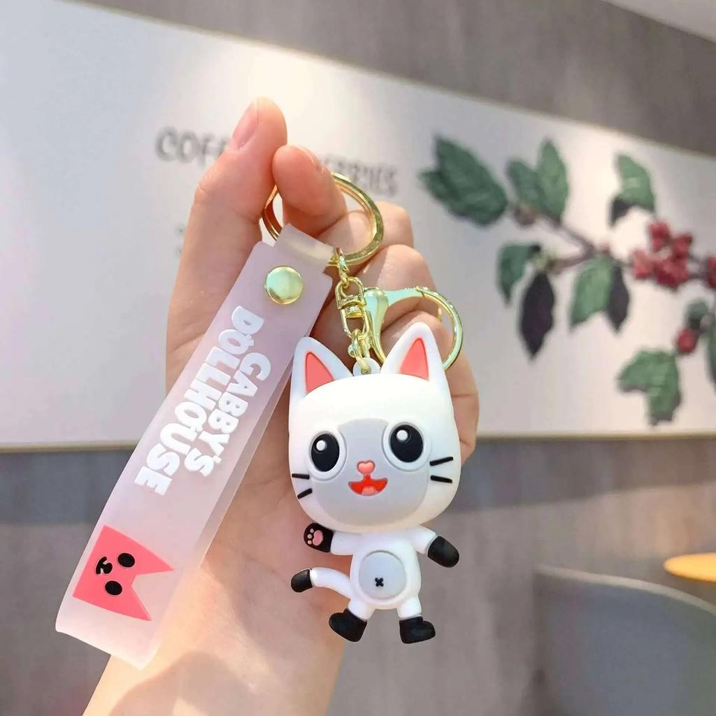 Cute Cat Keychain Bag Charm Doll Keyring Women Car Key Chain Llaveros Anime Gato Accessories Gift
