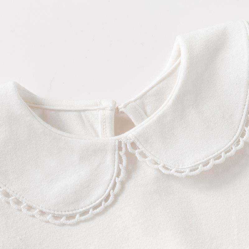 Off-White Cotton Baby Girl Romper - Versatile Summer One-Piece for 0-1 Year