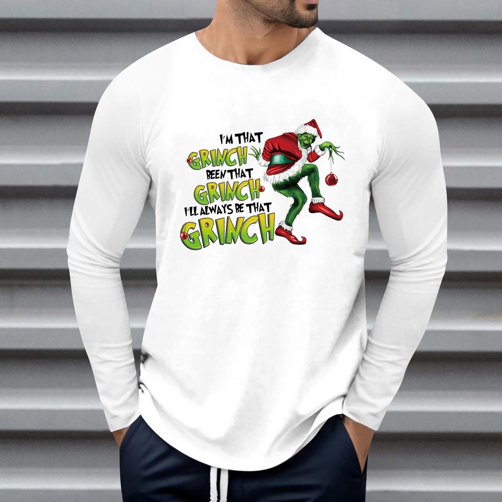 

Men s Round Neck Long Sleeve Loose Winter Tops Fashion T-Shirt Pattern Creative Letters Retro Print Street Sports Casual Tops XL білий