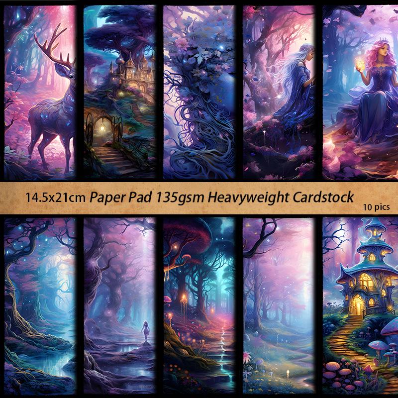 Retro Deep Sea Dream Paper Set - 10 Sheets of Dreamy Animal Patterns for Journal Decoration