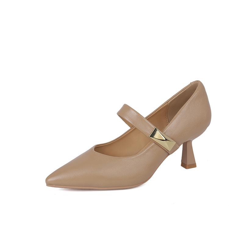 

Туфли-лодочки на тонком каблуке с неглубоким вырезом, женские, новые весна-осень 2025, с французским темпераментом, универсальные, с ремешком на одной пряжке, высокие каблуки, не утомляют 40 абрикосовый