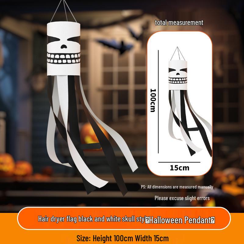 Halloween Outdoor Hanging Decorations: Pumpkin & Ghost Wind Sock Flags