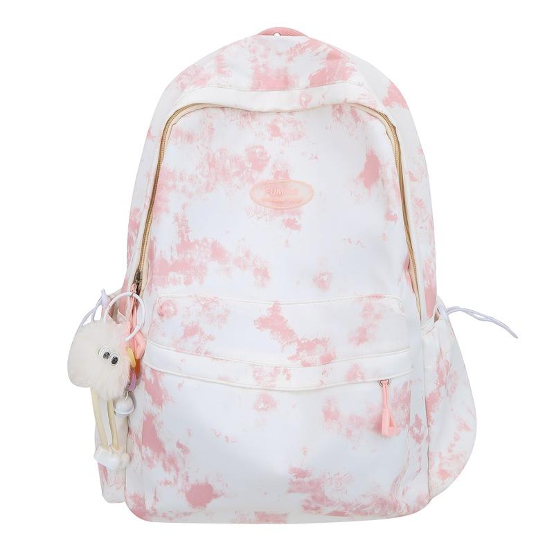 Female Print Schoolbag Student Tie-Dye Backpack Large Capacity Backpack for Junior High School