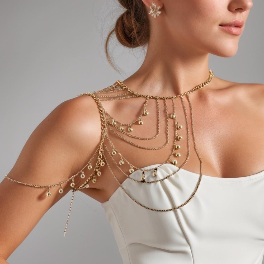 Metal Necklace Shoulder Chain Gold Body Chain Vintage Tassels Costume Armband  Party Decoration