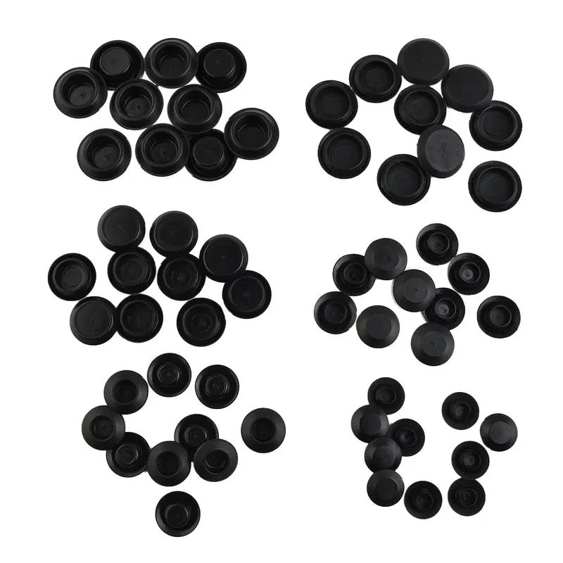 60 Piece Flush Mount Black Plastic Hole Plug Assortment Auto Sheet Metal Plastic Hole Plugs Kit Flush Types Auto Fastener