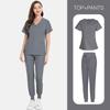 Hot-Selling Nurse Uniforms, Men'S And Women'S Same Scrub, Short-Sleeved Trousers, Two-Piece Set, Thick Casual And Comfortable Work Clothes