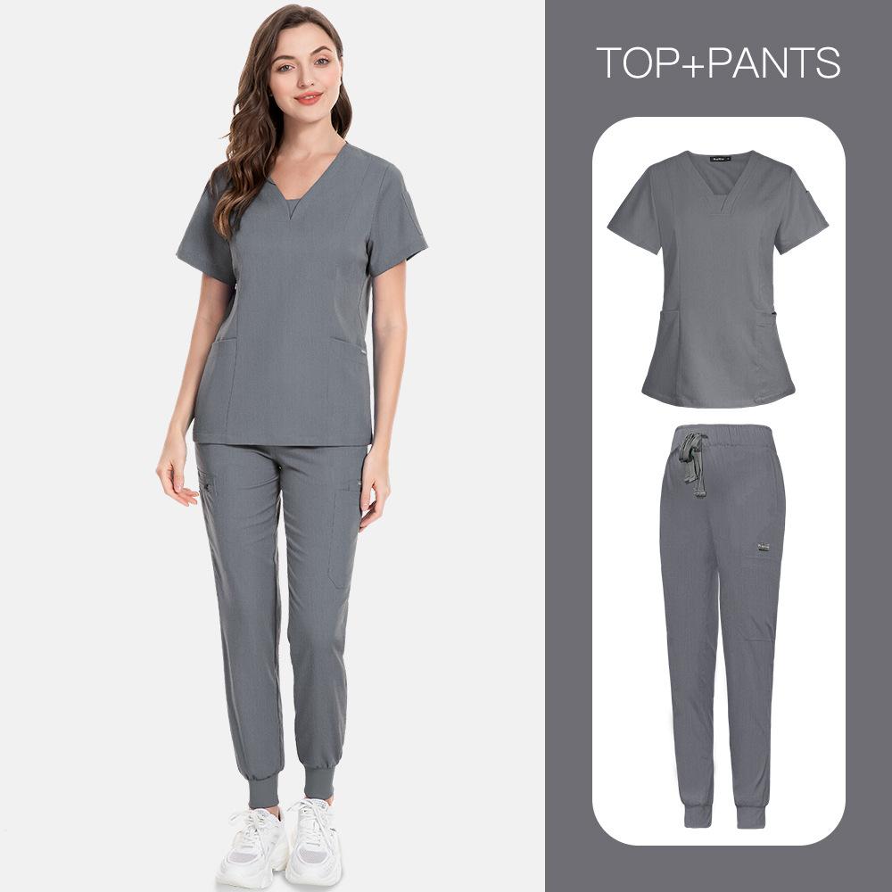 Hot-Selling Nurse Uniforms, Men'S And Women'S Same Scrub, Short-Sleeved Trousers, Two-Piece Set, Thick Casual And Comfortable Work Clothes