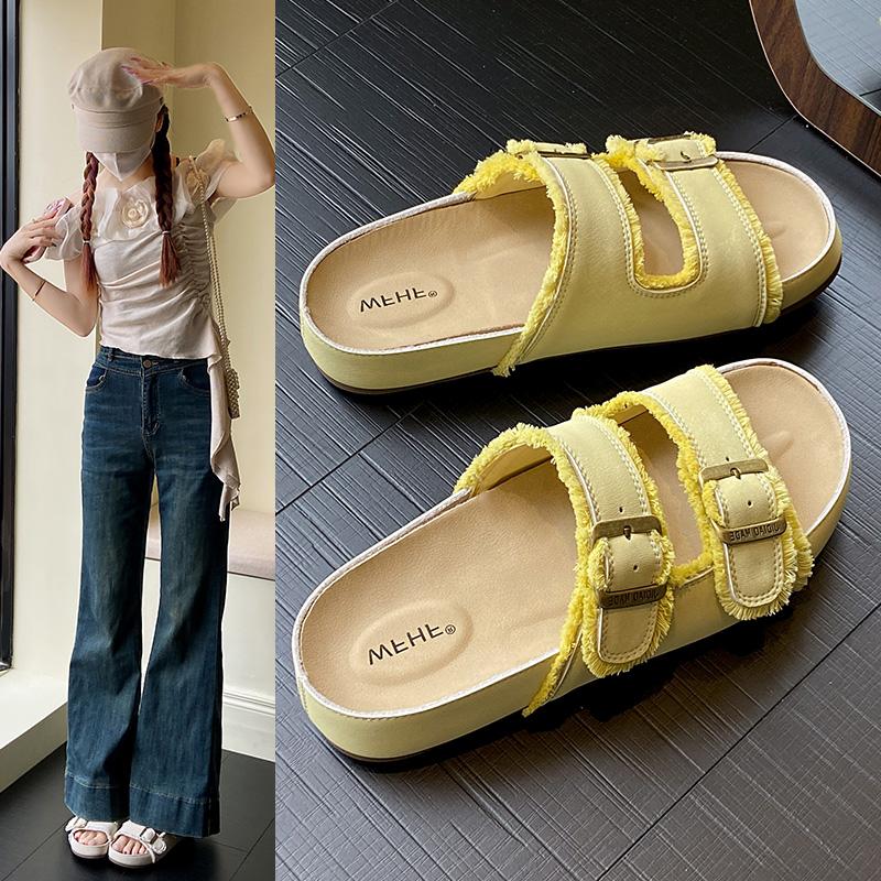 2026 Summer Slides Pantofle Platfor Female Shoes Ladies' Slippers Platform  Soft Slides Retro Concise Slippers Women Summer Shoe