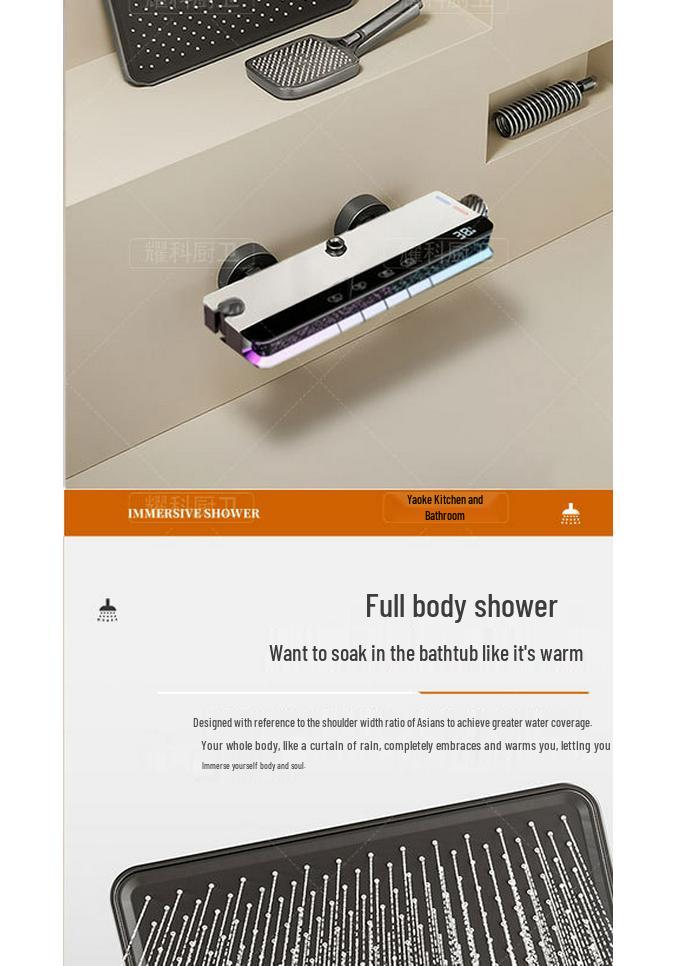 Smart Digital Display Copper Shower Head Set with Constant Temperature & Concealed Design