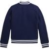 Polo Ralph Lauren Baseball Jacket FW24 Pony Embroidered Cotton Blend Fleece Long Sleeve Kids Jacket Navy-Blue 657298