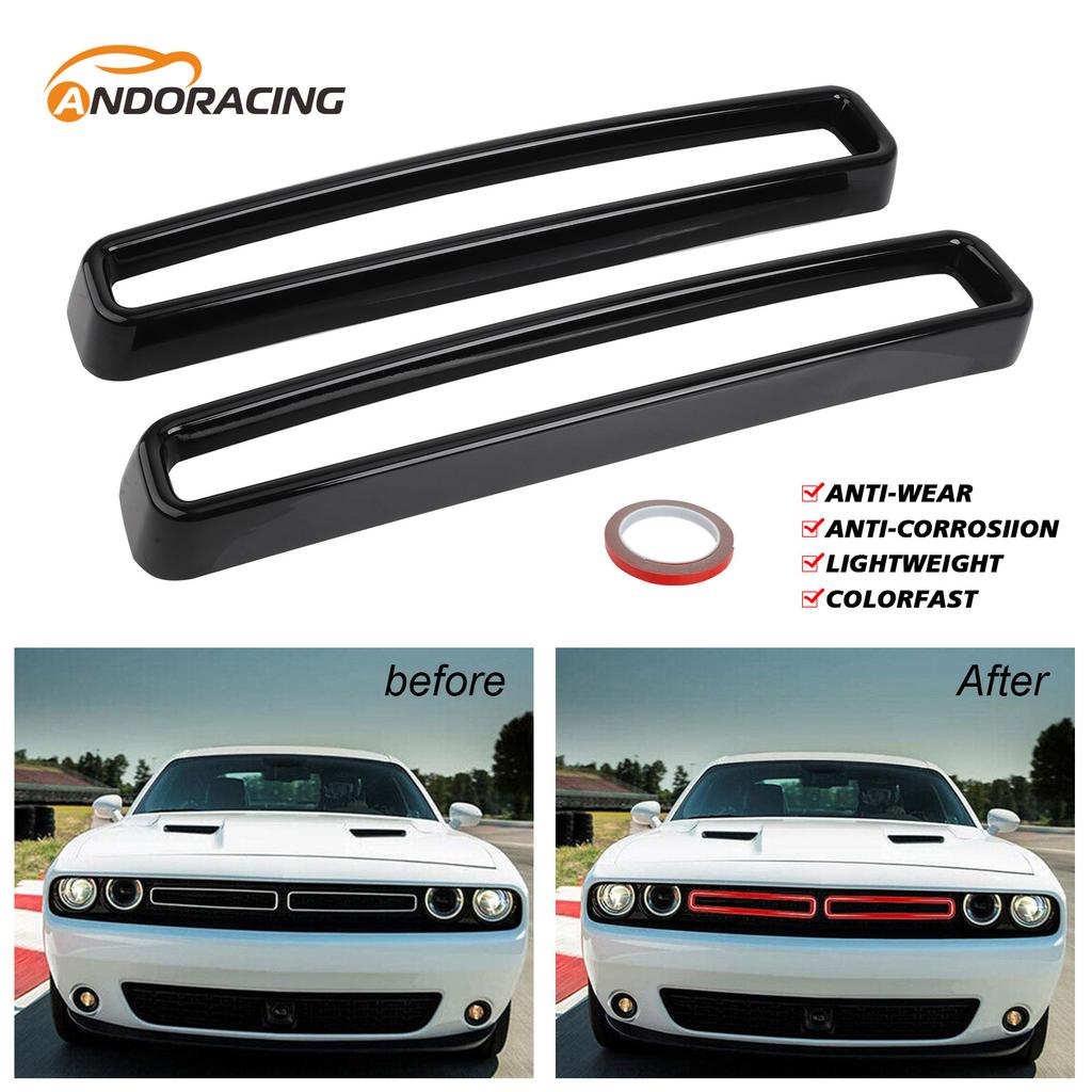 For 2015-2026 Dodge Challenger Black Red Yellow Grille Inserts Cover Trim 2Pcs Front Grill