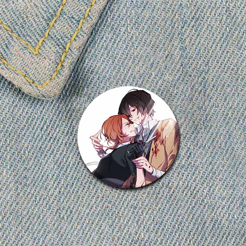 58MM 58mm Anime Bungo Toulaví psi Cosplay Odznak Roztomilá brož Nakajima Atsushi Kolekce Dazai Osamu Smaltované špendlíky na oblečení do batohu