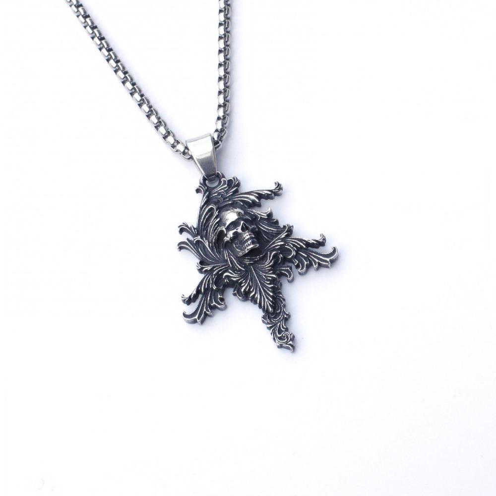 Vintage Viking Iron Triangle Shield Titanium Steel Pendant Necklace for Men