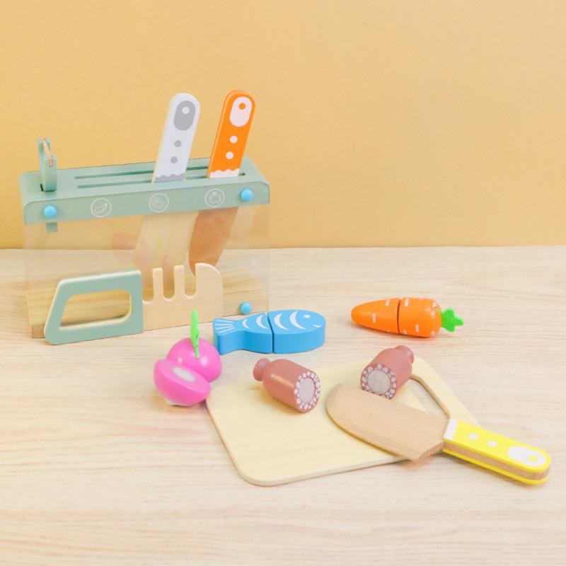 Kids Play Wooden Kitchen Set With Interactive Cutting Toys For Development Brain