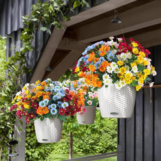 1/5/10/20/25Pcs Artificial Flower 7 Fork UV Resistant Fake Flower Home