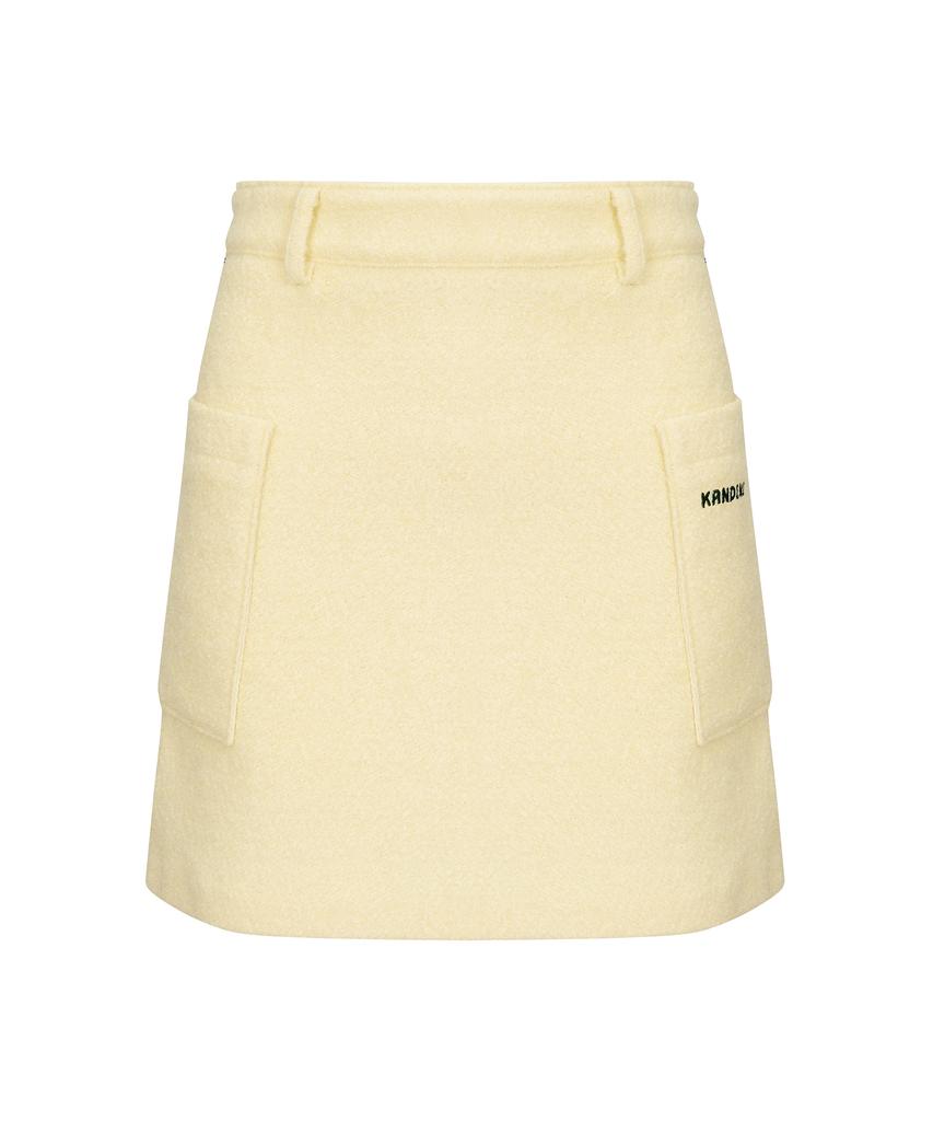 KANDINI Lemon Wool Touch Pocket Skirt