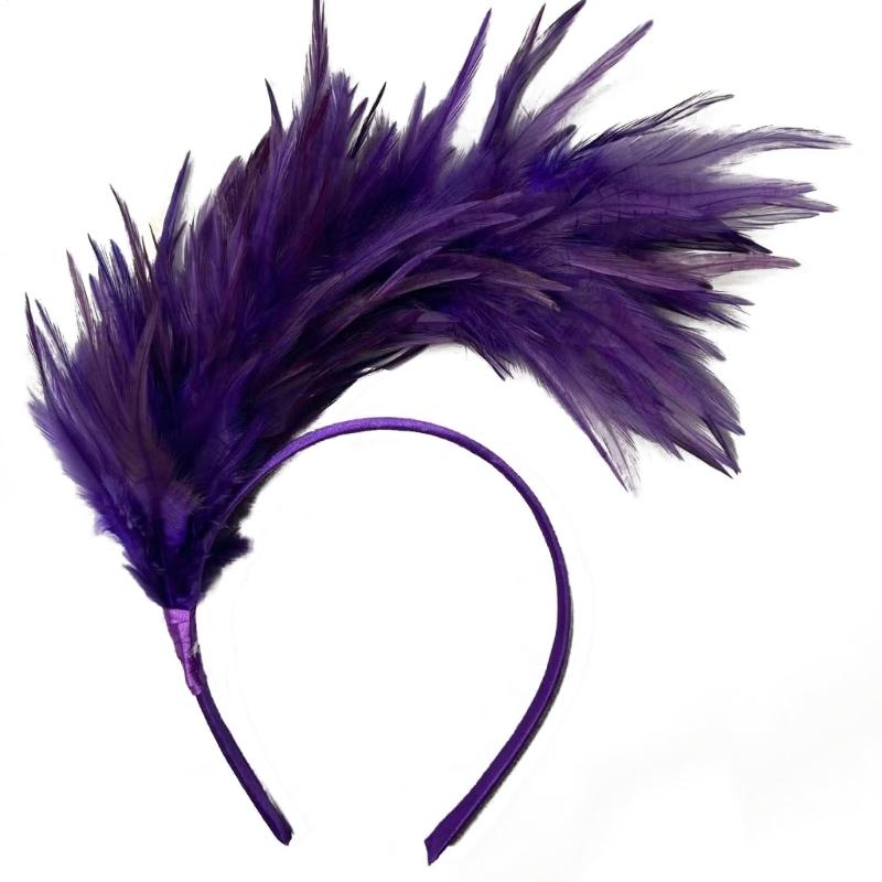 Feather Headband 1920s Mardi Gras Headband Flapper New Handmade Feather Burlesque Headpiece Fashion Hoop Accessories Dance Party