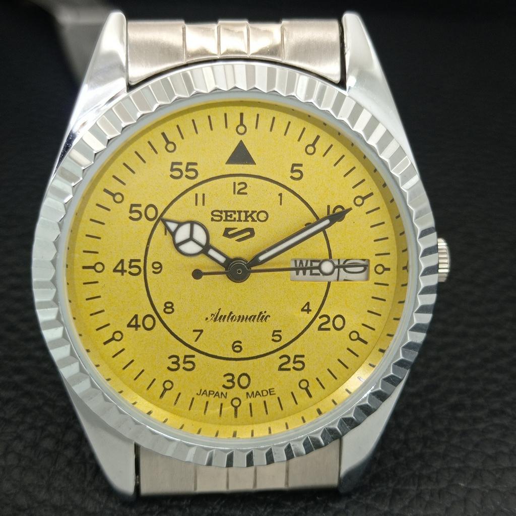 REFURBISHED SEIKO 5 AUTOMATIC 6309A JAPAN MENS VINTAGE YELLOW WATCH a442913-1