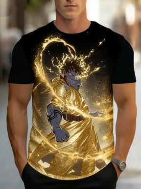 Men s Anime Print T-Shirt - A comfortable summer option for fans of the action anime series S