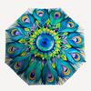 1pc Peacock Feather Mandala Automatic Folding Umbrella - Portable 3-Fold Design, 8-Bone Iron Frame Outdoor Umbrella, Ideal Gift for Fans, Travelers, D