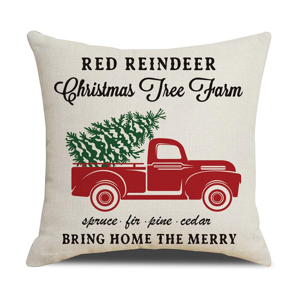 Cartoon Printed Linen Pillow Cover Home Christmas Series Sofa Cushion Cover Cushion Cover