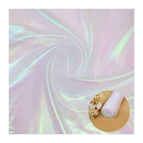 Iridescent Organza Fabric, 59 Inch Wide Holographic Sheer Gauze, Lightweight Organza for Wedding & Halloween Decor, Photography Backdrop, DIY Dress белый