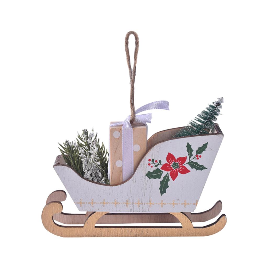 Christmas Supplies Christmas Wooden Sled Christmas Tree Decoration Sled Pendant Atmosphere Christmas Decorations