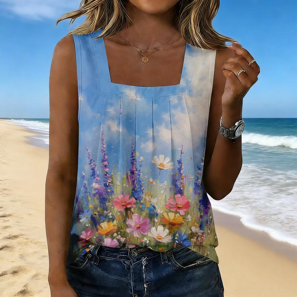 Women's Fashionable Casual Vintage Print Tank Top