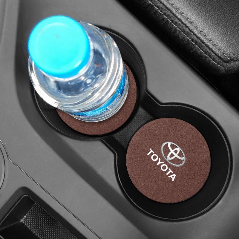 Suede Car Coaster Mat Water Cup Slots Non-Slip Pad For Toyota Corolla Yaris Chr Auris RAV4 Land Cruiser Camry Highlander
