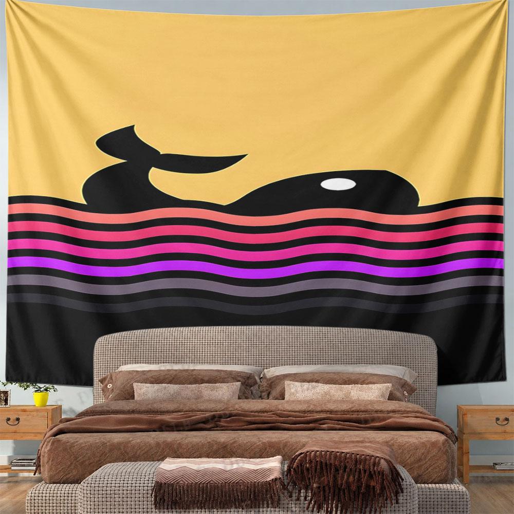 "Colorful Sunset Whale Design" Pattern Wall Hanging Tapestry Decorative Tapestry Home Decor for Bedroom and Living Room