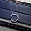 925 Sterling Silver Anti - Allergic Necklace for Women Simple Chain Clavicle Neck Circle Zircon Crystal Pendant