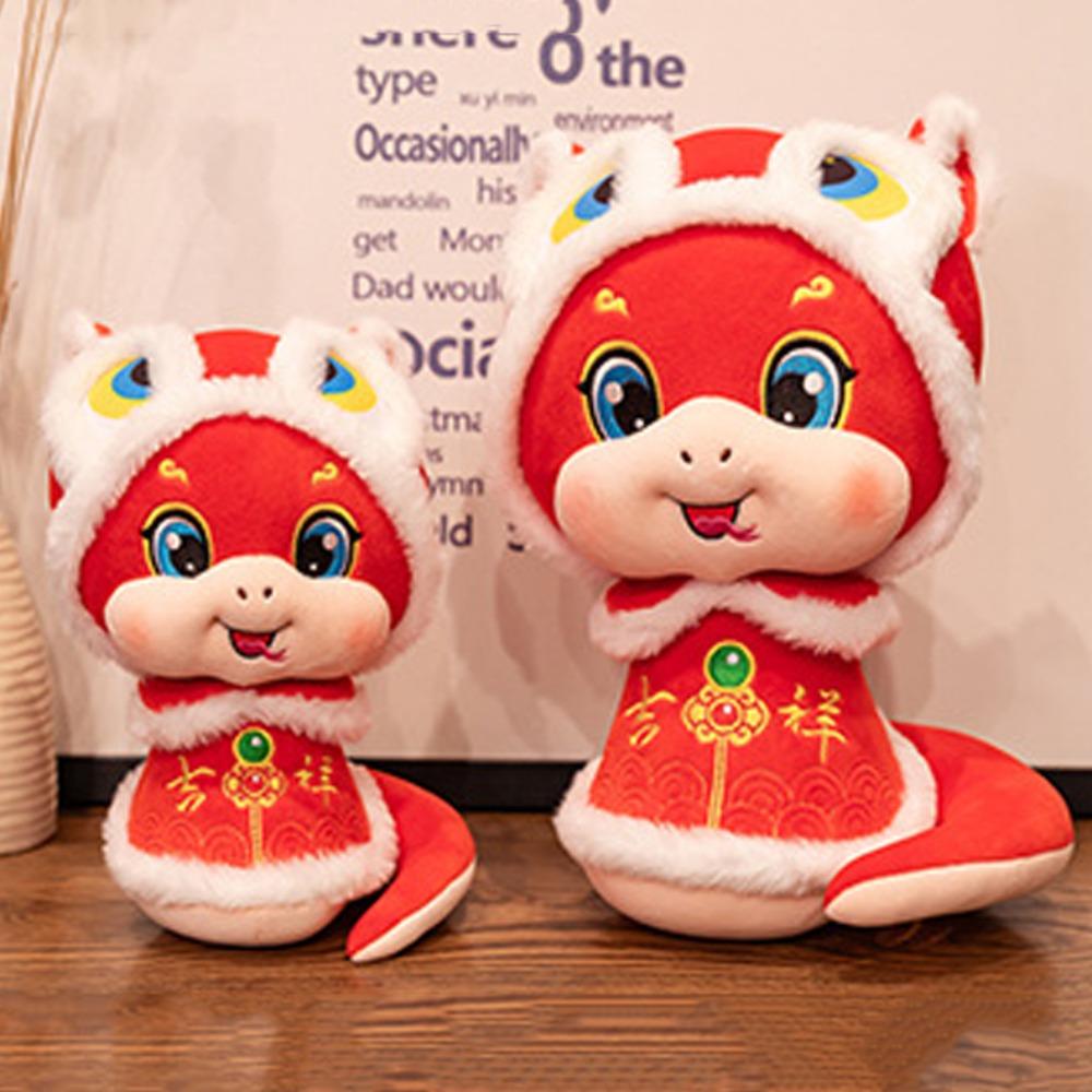 Stuffed Animal Snake Year Mascot Toy PP Cotton Lucky Snake Doll Plushies  Birthday Gifts
