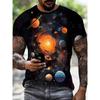 3D Print Men's Galaxy Planet Cosmos Pattern T Shirt Summer Crew Neck Short Sleeve T-Shirt Clothes Tshirts