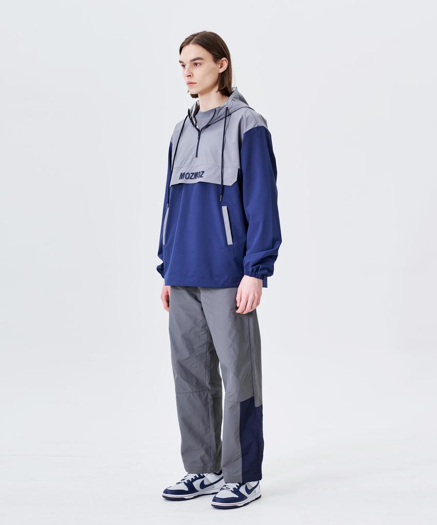 Mozmoz Color-Block Functional Half-Zip Hoodie Navy