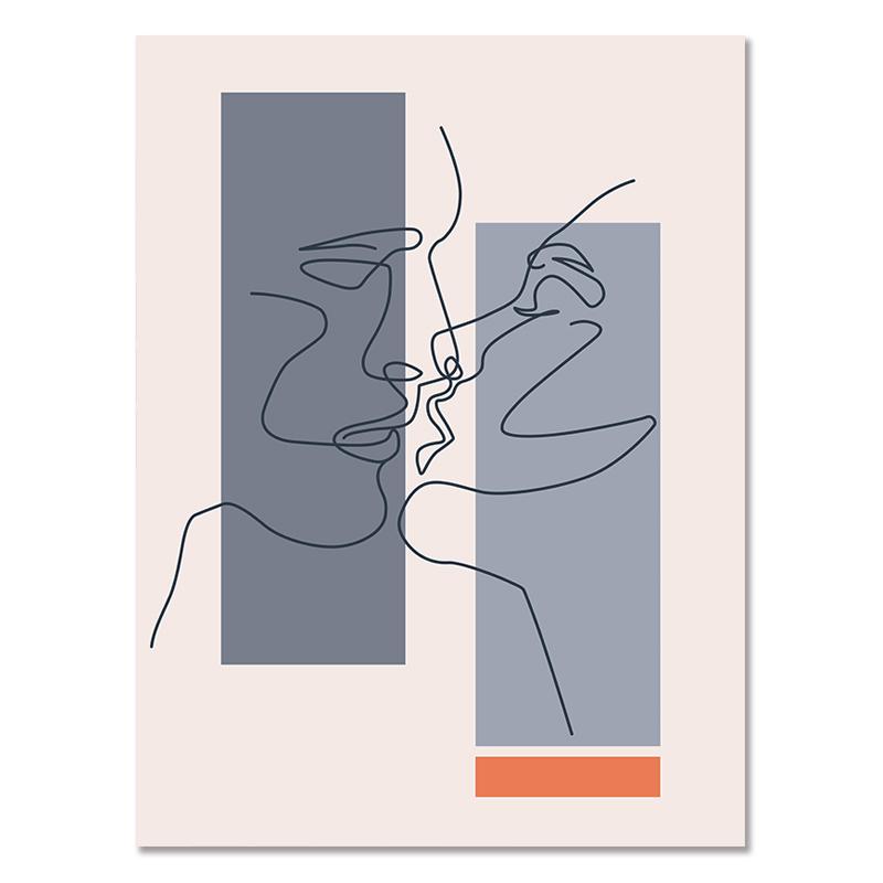 Abstract Vintage Poster Sun and Moon Canvas Painting Rainbows Modern Art Print Geometric Line Wall Picture for Living Room Decor