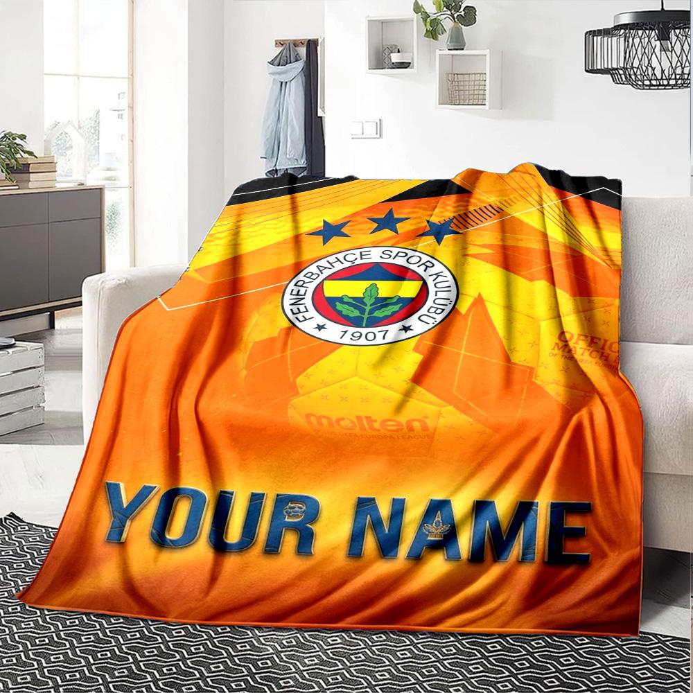 Name Custom Fenerbahce sk logo Print Flannel Blanket High Quality Warm Comfortable Cover for All Seasons Perfect for Gifts Home Decor