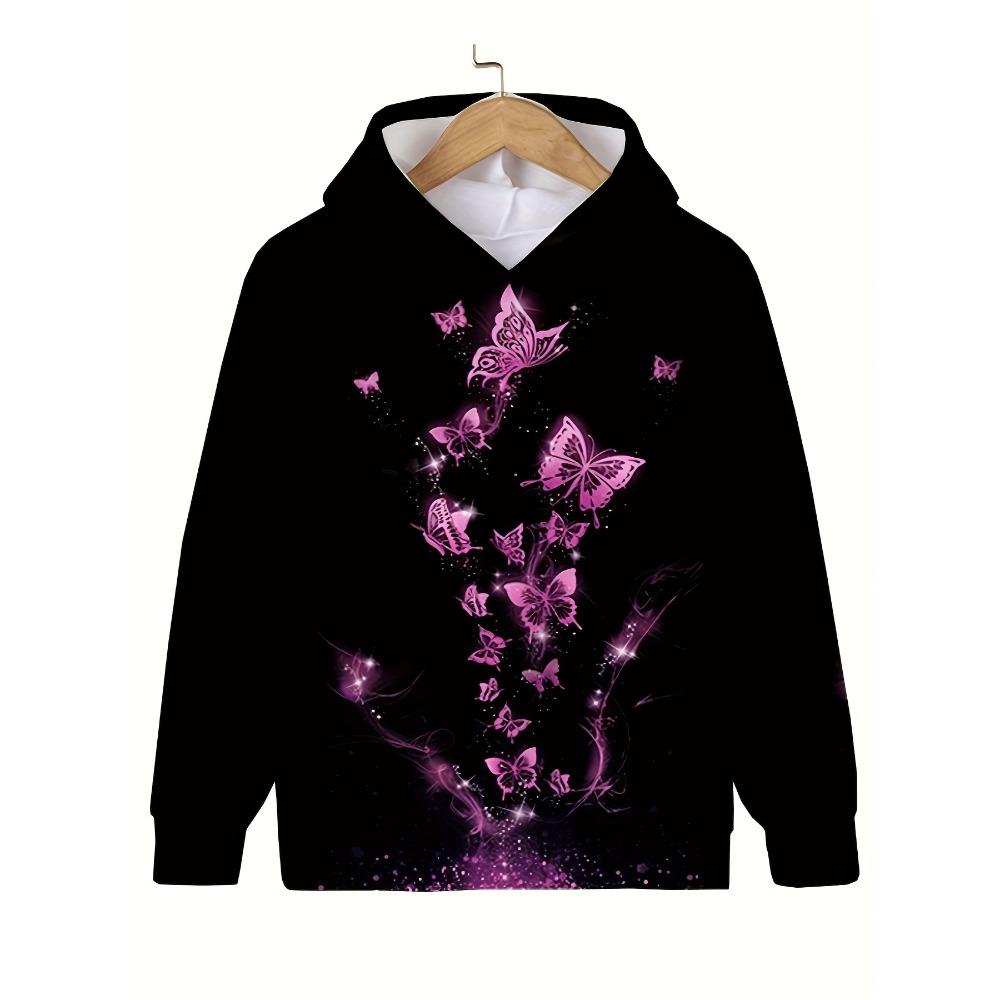 Children's Clothing Hoodies Children Top Long Sleeve Casual 3D Butterfly Print Girls Summer Autumn Clothes Girl Clothing Tops