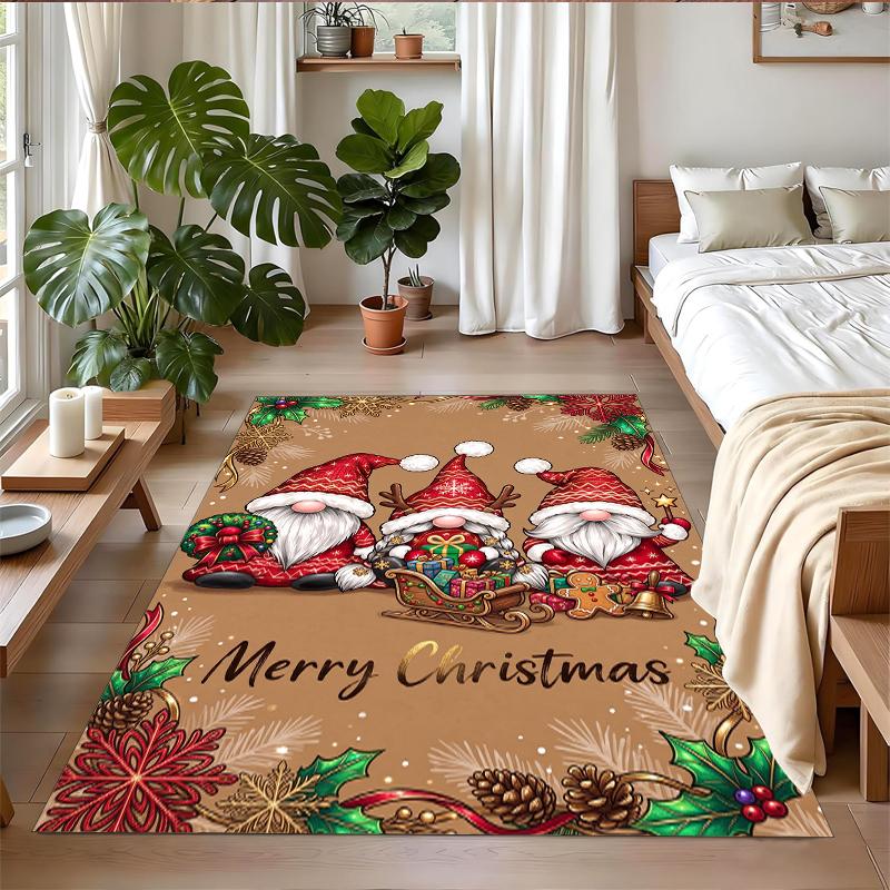 Christmas Printed Square Area Rug Soft Non Slip Floor Carpet For Bedroom Holiday Gift