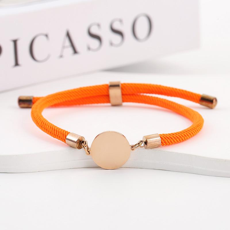 Adjustable 15mm Multi-Color Round Milanese Rope Bracelet with Stainless Steel Cross for Laser UV Printing.