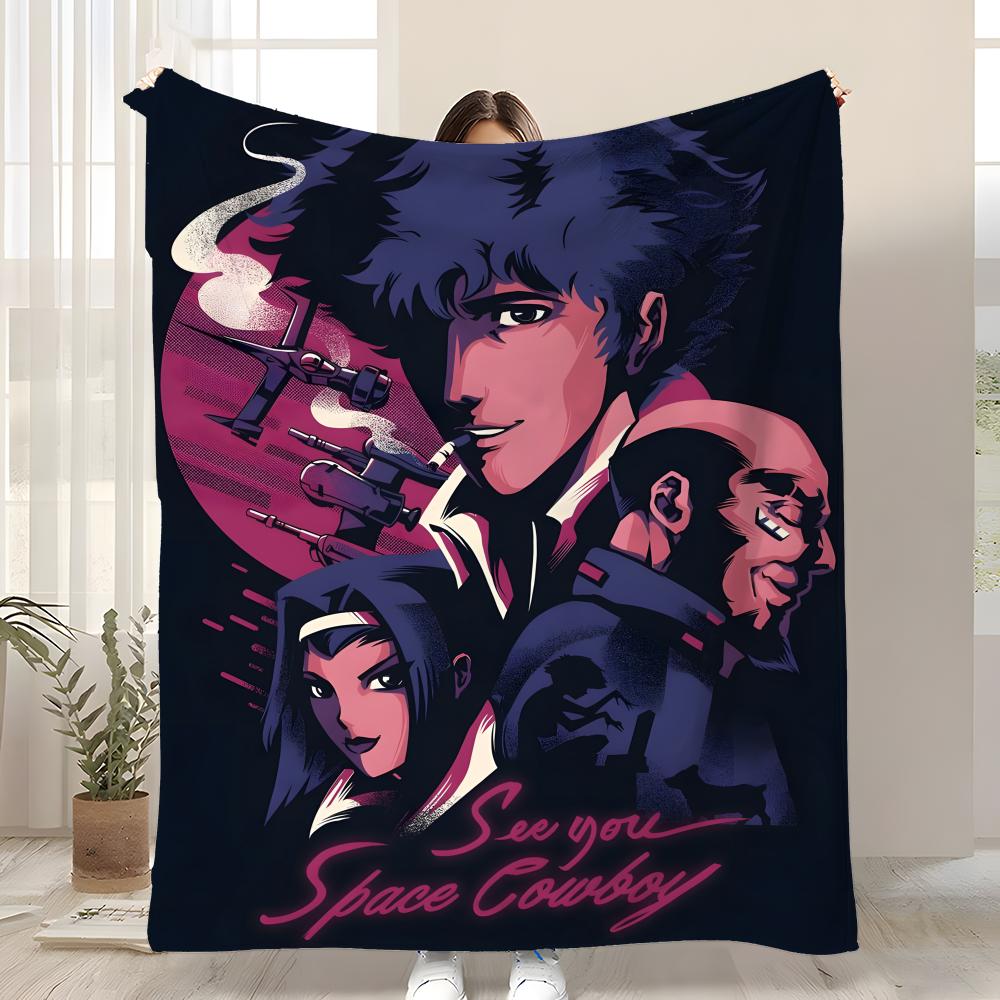 

POPULAR Cowboy Bebops Throw Soft Coral Fleece Blanket 310gsm Fluffy Warm Throw for Sofa Bed Couch Bedroom Decor 75cmx90cm