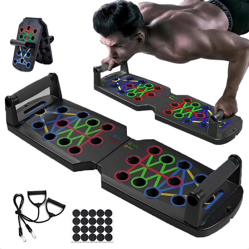 Portable Multifunctional Push Up Board for Home Workout Foldable Fitness Training Device with Resistance Bar
