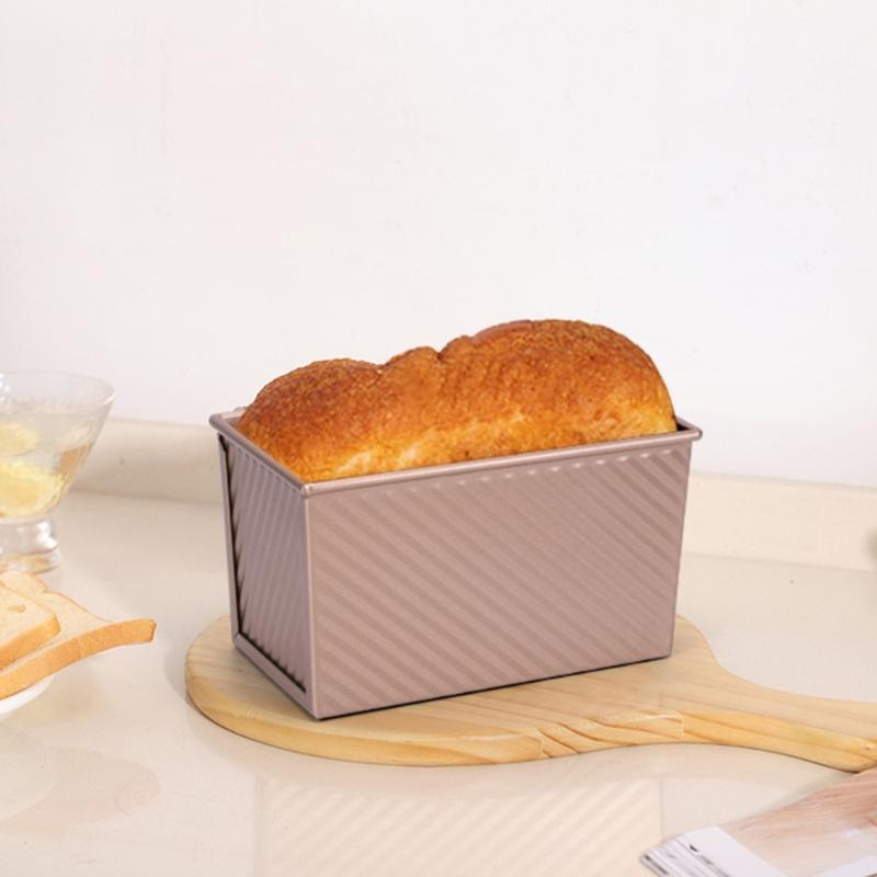 Pullman Loaf Pans with Lid for Homemade Bread Nonstick Corrugated Carbon Steel Bread Toast Box with Cover for Bakeware