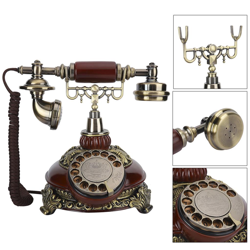 Resin Turntable Dial European Vintage Antique Bronze Dual Purpose Telephone Decoration